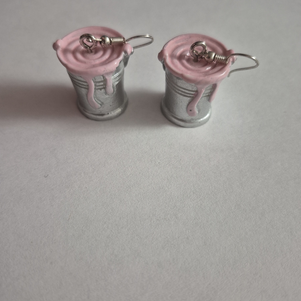 Pink and Silver Bucket Earrings